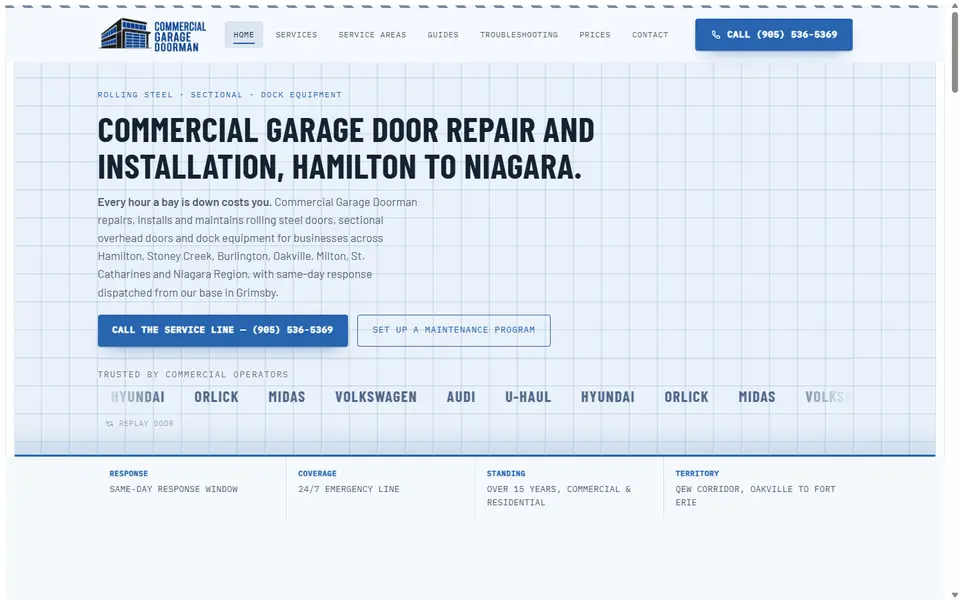 Commercial Garage Doorman on a desktop screen
