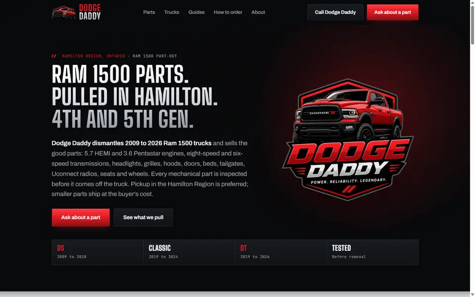 Dodge Daddy on a desktop screen